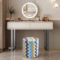 심플하니 마카롱 수납 패브릭 화장대 스툴, 블루커브, 1개