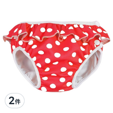 ImseVimse 超彈性防漏游泳尿褲 紅色點點,2件,小型(S), S(6~8kg)