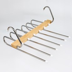 Hanbomnuri 原木點綴不鏽鋼褲夾衣架, 1個, 原木
