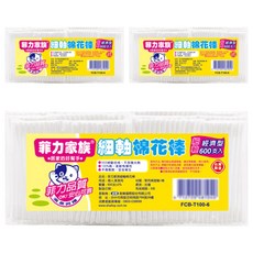 菲力家族 棉花棒 細軸 經濟型, 600支, 3包