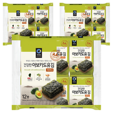 청정원 건강한 아보카도유김 재래김, 48g, 3개