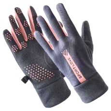 防風觸控加絨手套，尼龍材質，SPORTLOVE, 中指長度7.5cm 適合掌圍17~21cm 全長22cm, 深灰粉