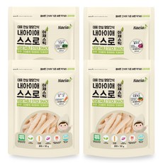 Naeiae 蔬菜米餅棒 4款組, 黃綠色蔬菜口味+菠菜口味+胡蘿蔔口味+大頭菜口味, 1組
