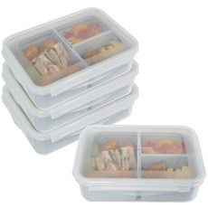 Nanu Dam 3格分隔密封保鮮盒 薄荷綠 1500ml, 保鮮盒 1500ml, 4個