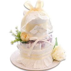 Baby Bakery 黃蝴蝶結2層尿布蛋糕, 混色, 1個