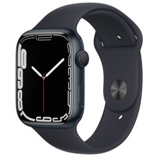 Apple 애플워치 7, 45mm, GPS, 알루미늄, 미드나이트 / 미드나이트 스포츠 밴드