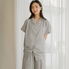 PALAN 情侶款涼感簡約小格紋短袖睡衣套裝