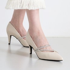 dangolunni 女款Ivy V線水鑽繫帶高跟鞋 7cm