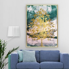 Mabel In Home 室內裝飾 金樹02 海報 + 金色鋁製畫框組, 金色