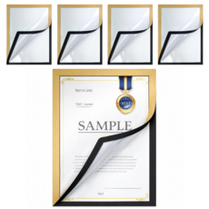 콕템 무타공 접착식 자석 게시판 액자 A4, 5개, 골드