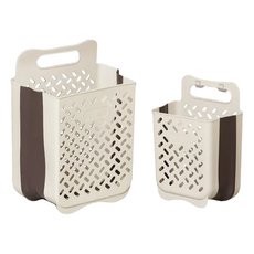 TheLookGROCERIESSTORAGE 折疊式多功能洗衣籃 2件組 PP/PET材質, 米白色, 1組