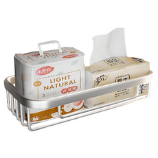 Happy Easy 廁所浴室免打孔壁掛式衛生紙面紙收納盒置物架 長方形, 1個, 銀白色