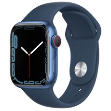 Apple 애플워치 7 GPS+Cellular, 41mm, 알루미늄, 블루 / 어비스블루 스포츠 밴드, 케이스(블루), 밴드(어비스 블루)