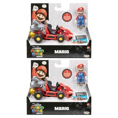 jakks PACIFIC 超級瑪利歐電影公仔與卡丁車 綜合款 2.5吋 417214 隨機出貨, 2個