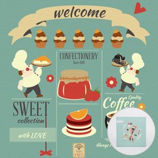 ARTJOY DIY數字油畫 20*20cm, 甜點咖啡廳, 1組