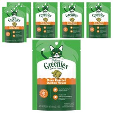 Greenies 健綠 貓咪潔牙餅, 2.1oz, 6個, 濃郁烤雞