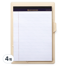 퍼니메이드 가죽 커버 노트패드 홀더 A4 + 노트패드 세트, 바닐라크림, 4개