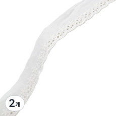아이엔피 파인코튼 리본 면 자수 레이스 2.7 x 270 cm, 화이트, 2개