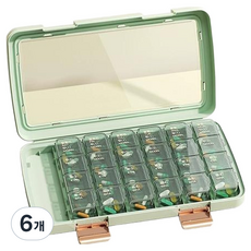 雅緻空間 便攜式藥盒 一週份量 分隔型 橄欖綠, 6個