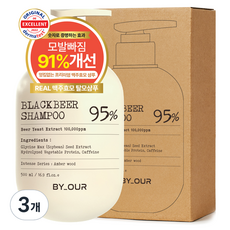 바이아우어 블랙 비어 이스트 샴푸 앰버우드향, 500ml, 3개