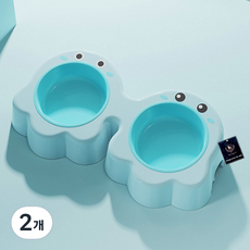 DING DONG PET 寵物章魚雙碗餐具, 藍色, 2個