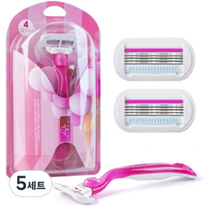 편스토어 BOB 4중 여성용 면도기 + 면도날 2입 네이처핑크, 5세트