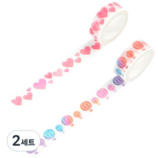 Life Point水彩顏料膠帶 愛心+熱氣球, 混色, 2組