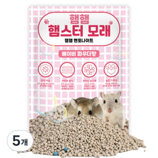 햄햄 햄스터 벤토나이트 모래 베이비 파우더향, 2kg, 5개