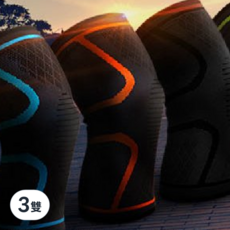 AOLIKES 奧力克斯 7718彈力護膝, 尼龍材質, 高彈力乳絲線, 氨綸, 矽膠, M, 3雙, 橙色