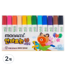 모나미 안마르는 롱롱 12색 사인펜, 혼합색상, 2개