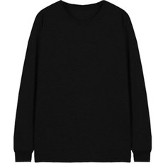 TS7 男女通用純棉羅紋長袖T恤, 黑色