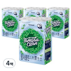 탐사 클린 100% 천연펄프 3겹 롤화장지 30m, 30롤, 4개