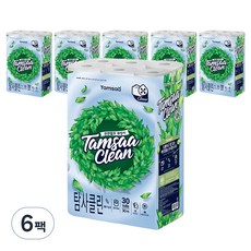 탐사 클린 100% 천연펄프 3겹 롤화장지 30m, 30롤, 6개