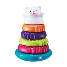 CuteStone 幼兒學習聲光三合一疊疊圈搖鈴玩具，音樂播放，套圈圈遊戲，認識形狀，辨別顏色, 1組