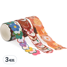 indi.k 烘焙+可愛櫻桃+圓形花瓣 紙膠帶套組, 混色, 3套