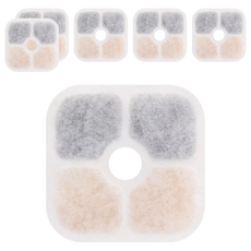 PiXi 喵精靈 Catit 嘿卡堤 智能靜音飲水器濾棉 8.5 x 8.5 x 0.9cm 3個, 白色 + 灰色 + 棕色, 2盒