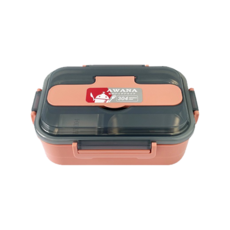 AWANA 三格便當盒 附餐具, 紅色, 1個