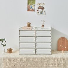 씨밀렉스 닛띵 슬라이드 정리함 서랍형 소 8p + 상판 2p 세트, 아이보리, 1세트