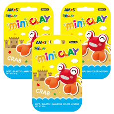 AMOS 阿摩司 4色迷你主題罐裝黏土 DIY 超輕黏土, 螃蟹, 30g, 3個