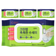 크린랩 촉촉한 일회용 수세미, 40개, 4개