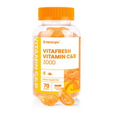 nz Origin Vita Fresh維他命C&D 3000橘子軟糖, 70顆, 1罐
