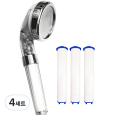 필터 샤워기 + 교체용 필터 3개 세트, 4개