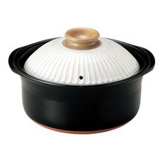 GINPO 銀峯 陶器 萬古燒菊花炊飯鍋 粉引 2合 1~2人用 白色 1.2L, 1個, 19.5cm