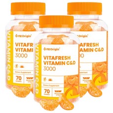 nz Origin Vita Fresh維他命C&D 3000橘子軟糖, 70顆, 3罐