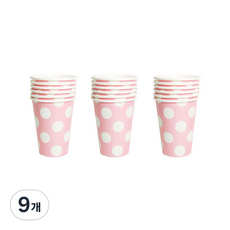 粉紅圓點紙杯, 6入, 9個