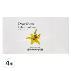 미닉스 건조기 시트 온어 데이트 릴리향, 80매입, 4개