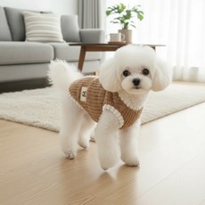 petit dog 寵物熊貼飾背心 DWV025, 棕色