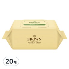 브라운 프리미엄 그린 도톰한 고평량 엠보싱 아기물티슈 캡형, 73g, 72매, 20개