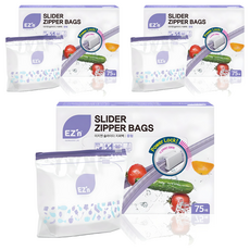 EZn이지엔 슬라이더 지퍼백, 중(M), 75개입, 3개