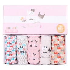 兒童系列 兒童用 蝴蝶結貓咪 三角褲 5件組